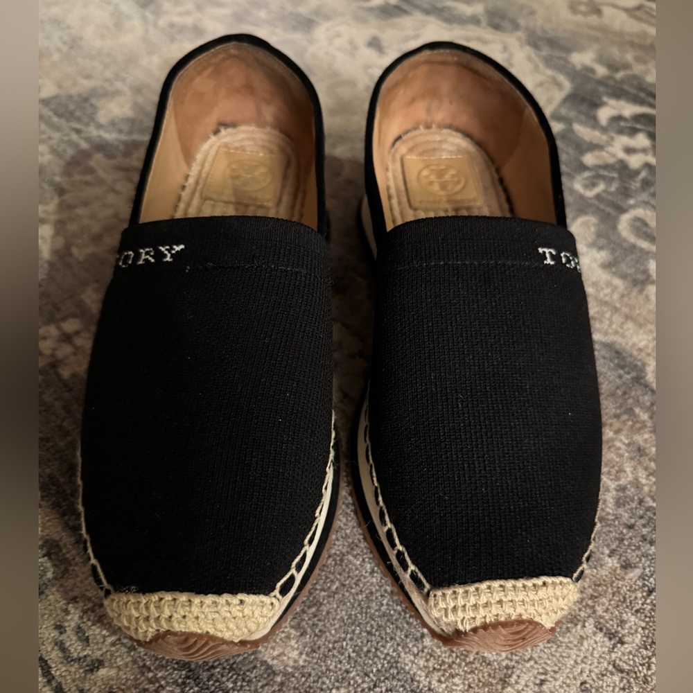 Tory Burch Black Espadrille Slip on Sneakers (Fabric is Soft & Stretchy)